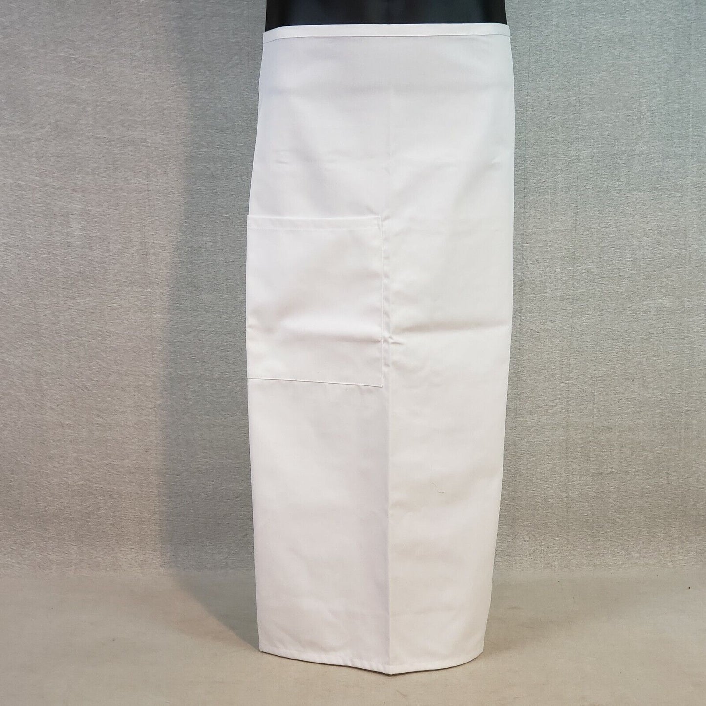 White Full Length Bistro BOH Apron 1 Patch Pocket 27" W x 31" L Fame Fabrics F24