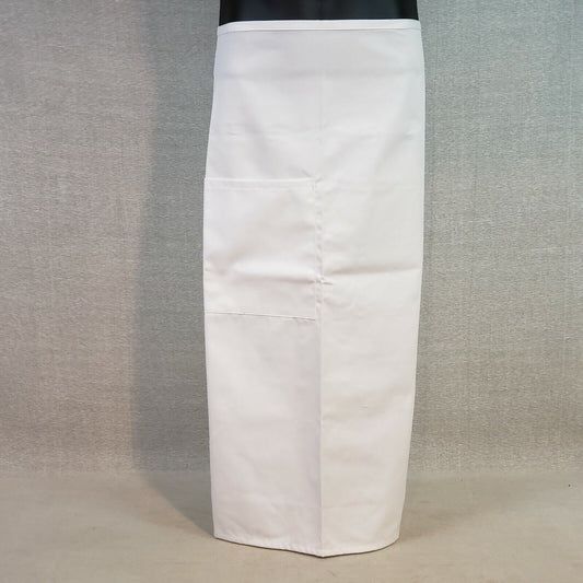 White Full Length Bistro BOH Apron 1 Patch Pocket 27" W x 31" L Fame Fabrics F24