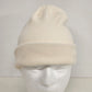 White rib knit fold up cuff winter beanie hat
