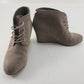 Women's taupe suede wedge heel ankle boots size 6