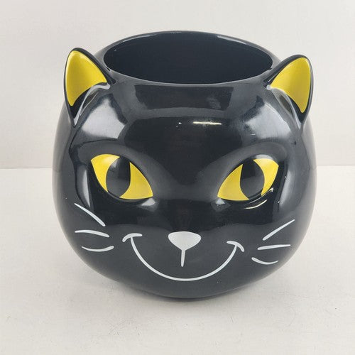 Yankee Candle ceramic black cat Halloween candy dish with glossy finish