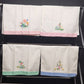 Set of 4 Linen Tea Towels Napkins Floral Pattern Pink Blue and Green Vintage