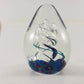 Egg Paperweight Triple Spiral Air Bubble Helix Swirl Art Glass Colors in Base