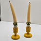 2 pc Erzgebirge Wood Miniature Candle Holders Tapers Yellow West Germany 5"