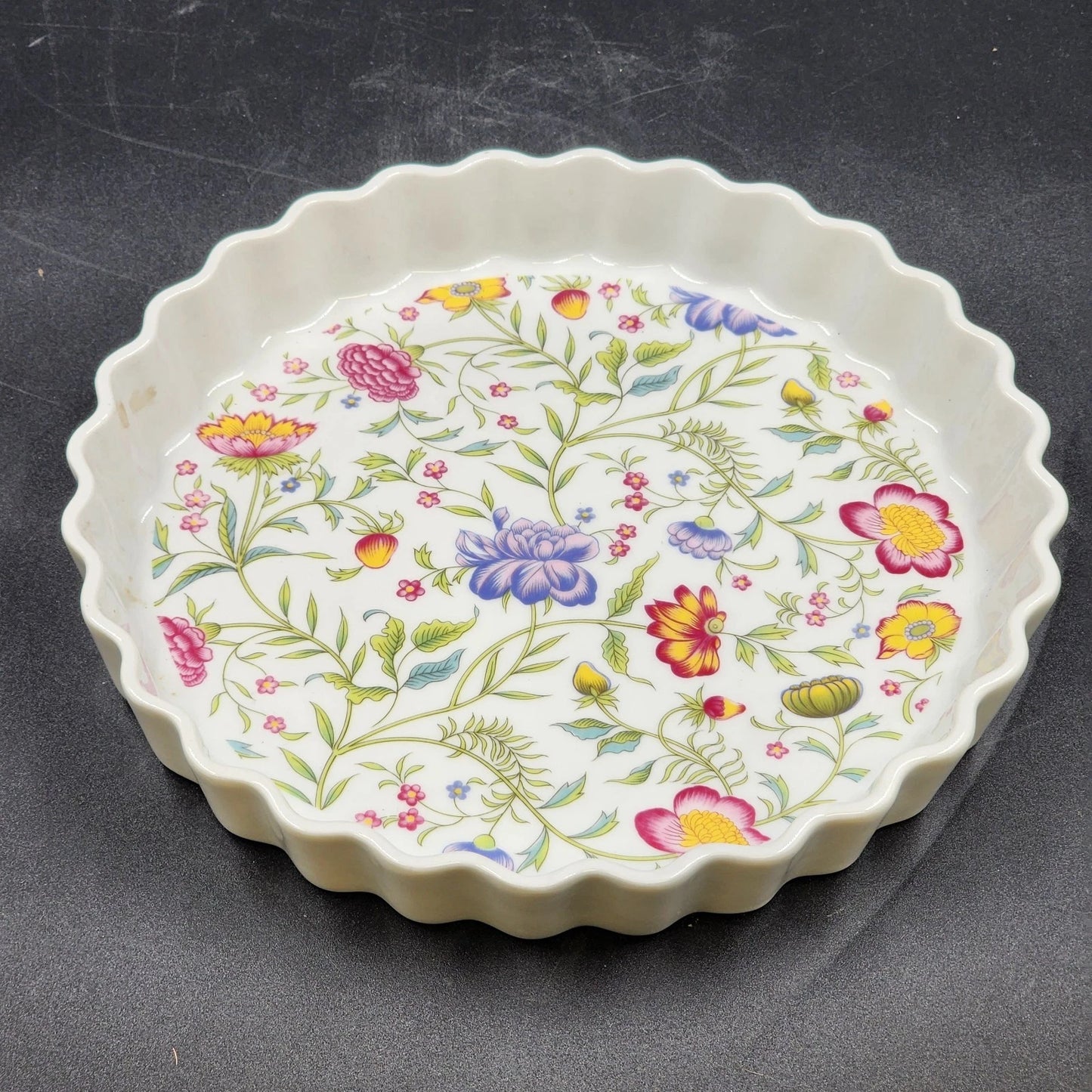 Avignon Toscany Fine China Pie Quiche Dish 10" Floral Pattern Japan Discontinued