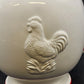Four’s Gift Rooster Pitcher 9.5" White Ceramic Red Trim w Handle 2003 Farmhouse