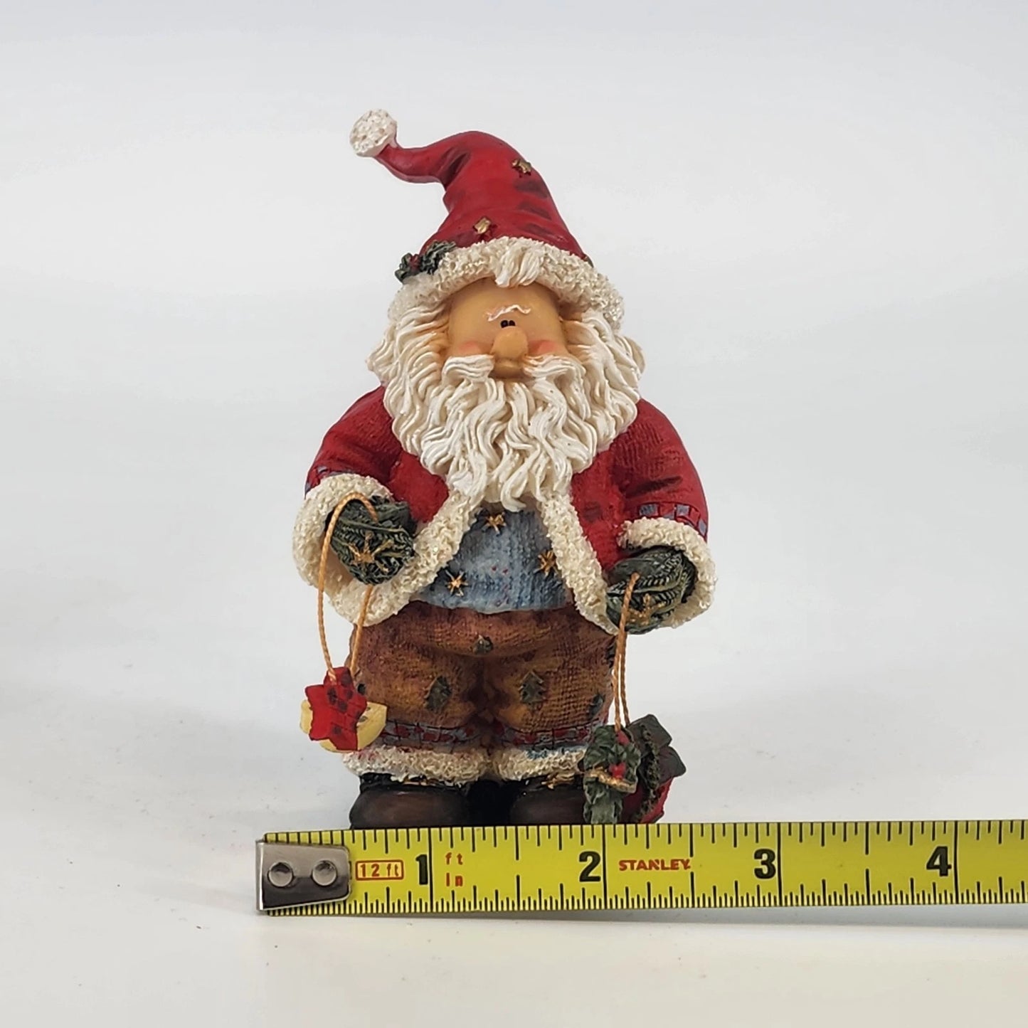 Vintage Don Mechanic Resin Santa Figurines Set Birdhouse Tree