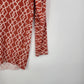 Merona Women's L/G Cardigan Top Orange Geometric Pattern Button Front V Neck
