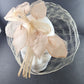 Beige Half Length Face Veil with Floral Pedals and Bow Starched Vintage