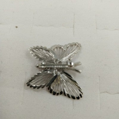 Monet Silver Tone Wire Small Butterfly & Gold Pink Butterfly Stick Pin Brooch