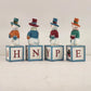 Avon Snowman Spelling Blocks 2003 Christmas Set of 8 JOY NOEL HOLY HOPE Ceramic