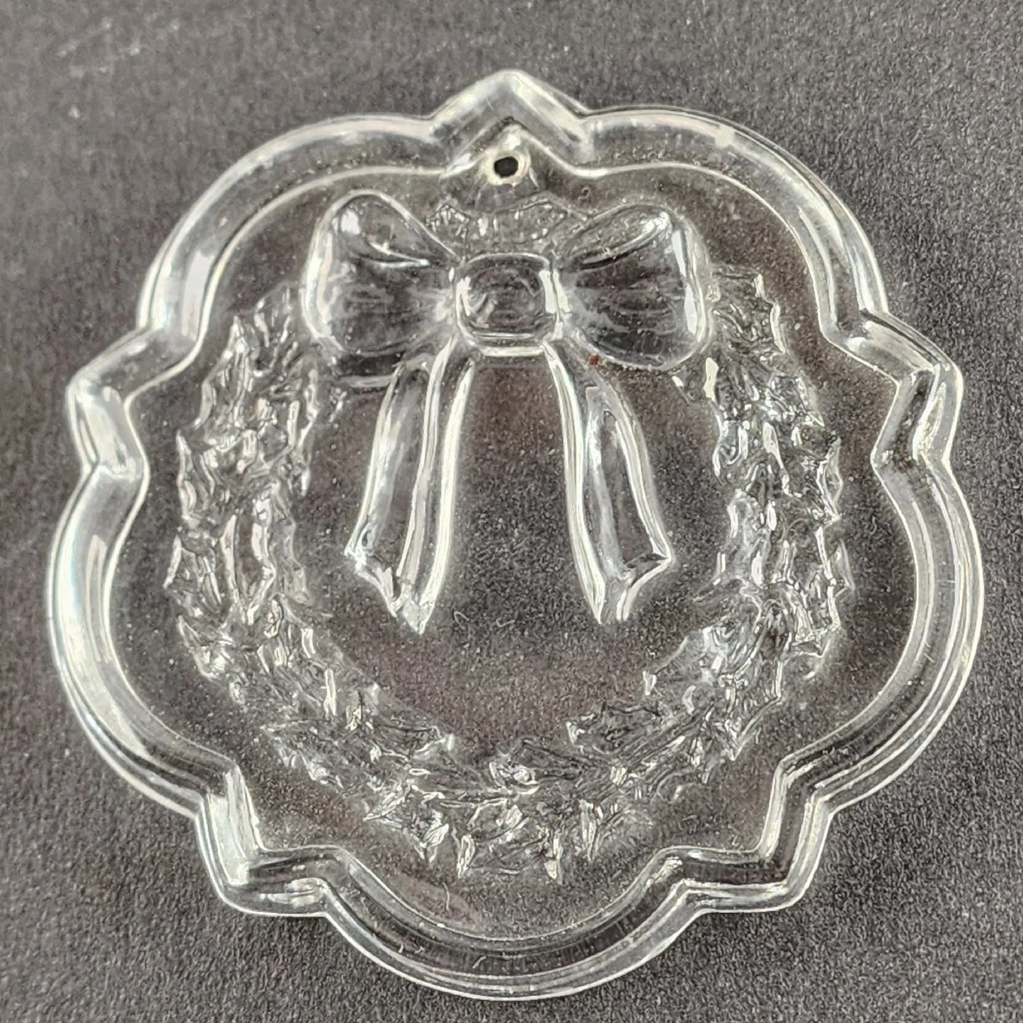 Set of 3 Fostoria Lead Crystal Clear Wreath Christmas Ornaments 3.25" Vintage