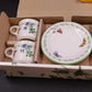 Studio Nova Garden Bloom Espresso Set 4 Demitasse Cup Saucer Y2372 NIB