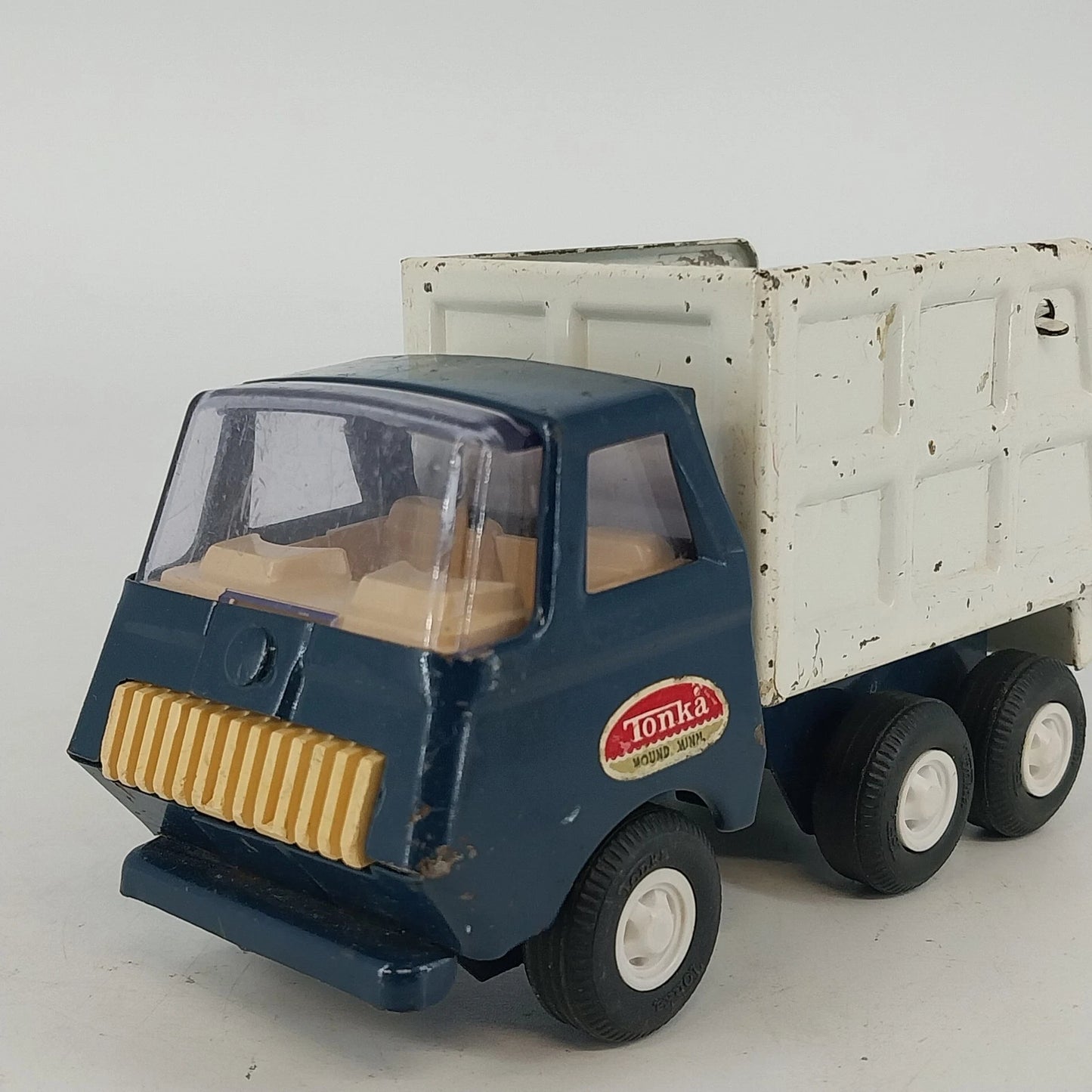 Tonka Mini Blue White Garbage Sanitation Truck Diecast Pressed Steel Vtg USA