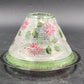 Yankee Candle Shade & Underplate Large Jar Crackle Glass Pink Flower Green Vines