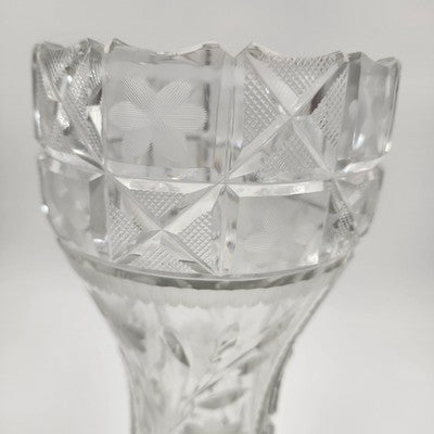 Imperlux Germany 12"x5" Lead Crystal Vase Flared Hand Cut Floral VTG Glass