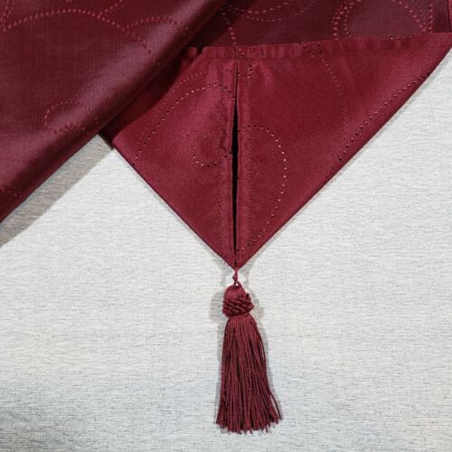 Maroon Table Runner 72x13 Tassels Geometric Pattern