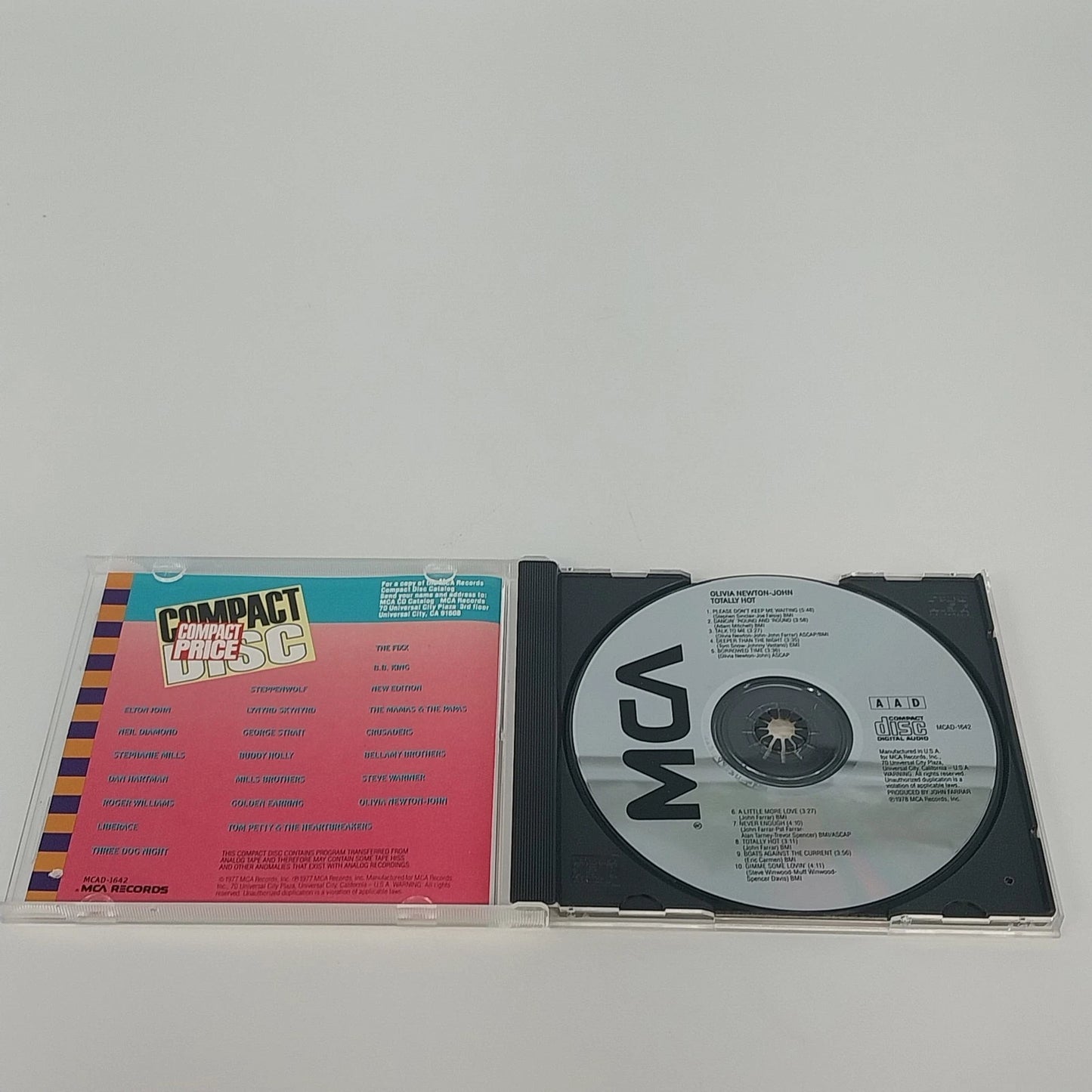 Olivia Newton-John Totally Hot CD Album 1988 MCAD-1642 MCA Pop Rock Album
