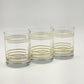 Set of 3 Fiesta Old Fashion Glasses with Culver Yellow Gold Striped Vintage 4"