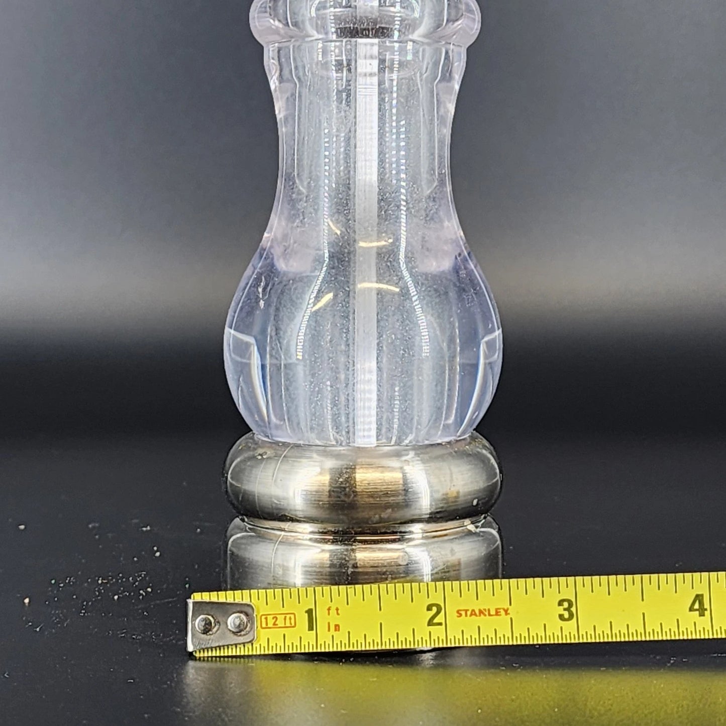 Olde Thompson Salt and Pepper Mill Set Silver Brushed Metal & Clear Acrylic Vtg