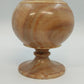 Banded Alabaster Pedestal Candy Dish Lidded Jar Cream Brown Natural Stone 9"