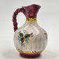 Italian Ceramic Pottery Pitcher Hand Painted Bright Floral Twist Handle 8.5"