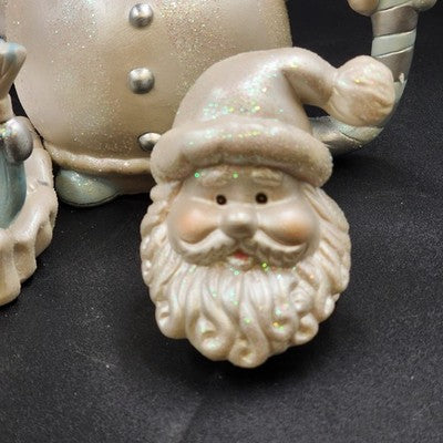 4 Piece Mini Tea Set Cracker Barrel Santa & Snowman Christmas Holiday Glitter