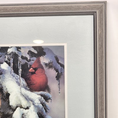 Russell Cobane Nature's Jewel Cardinal in Snow Art Print Framed 20" x 24" Signed