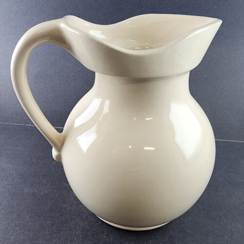 Welch's 64 Oz Pitcher No 7554 USA Vintage Pottery Farmhouse Beige Wide Body EUC