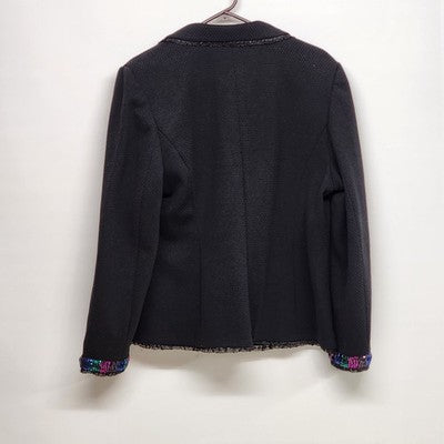 Laura Ashley Women’s XL Black Blazer Jacket Textured Sequins Trim Career Coat