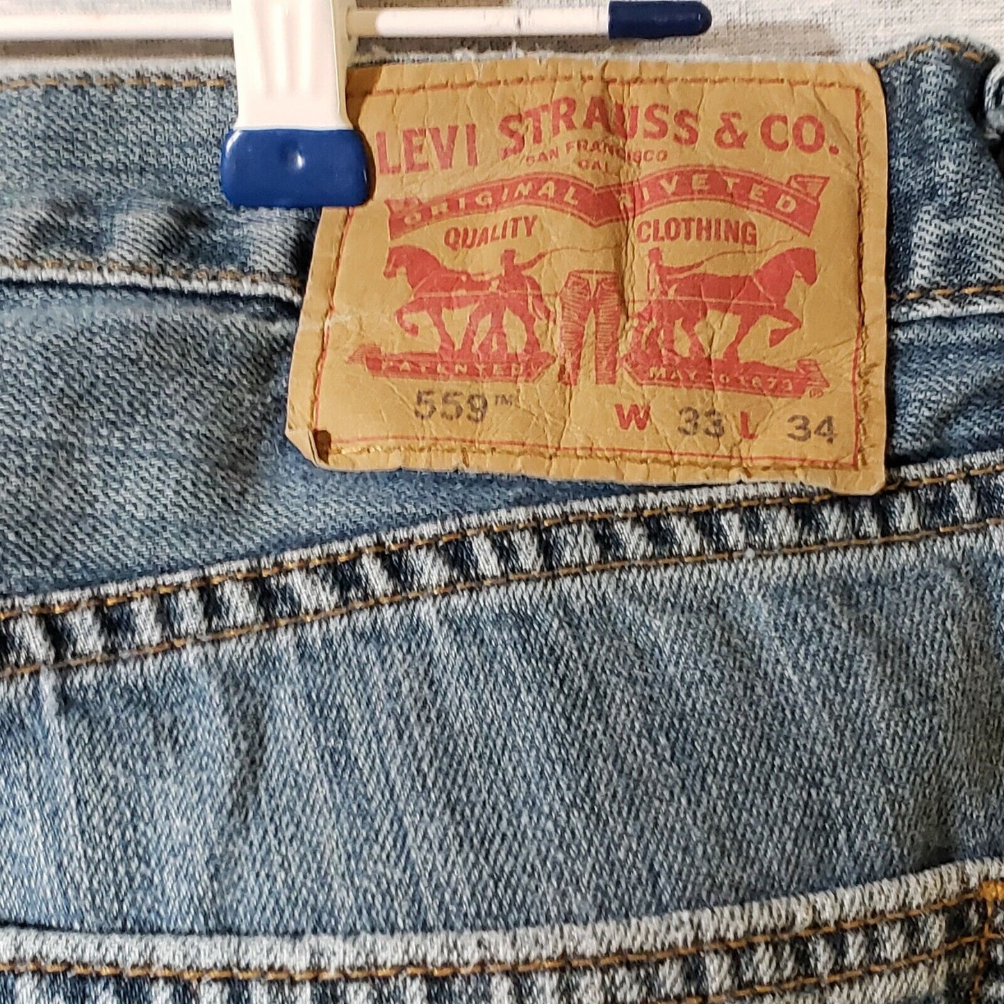 Levi's 559 Relaxed Straight Blue Jeans Mens 34x32 Classic Denim