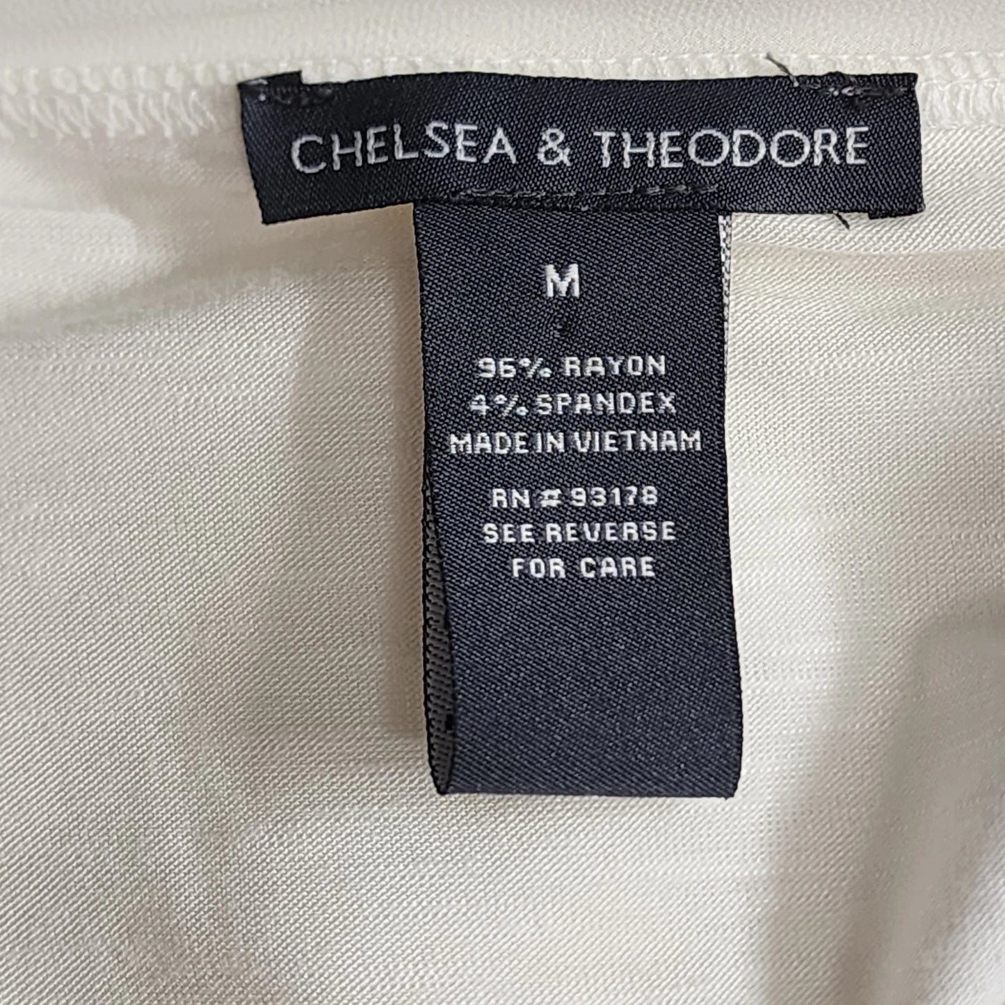 Pullover Tunic Top Chelsea & Theodore Women's Medium White Rayon Spandex Stretch