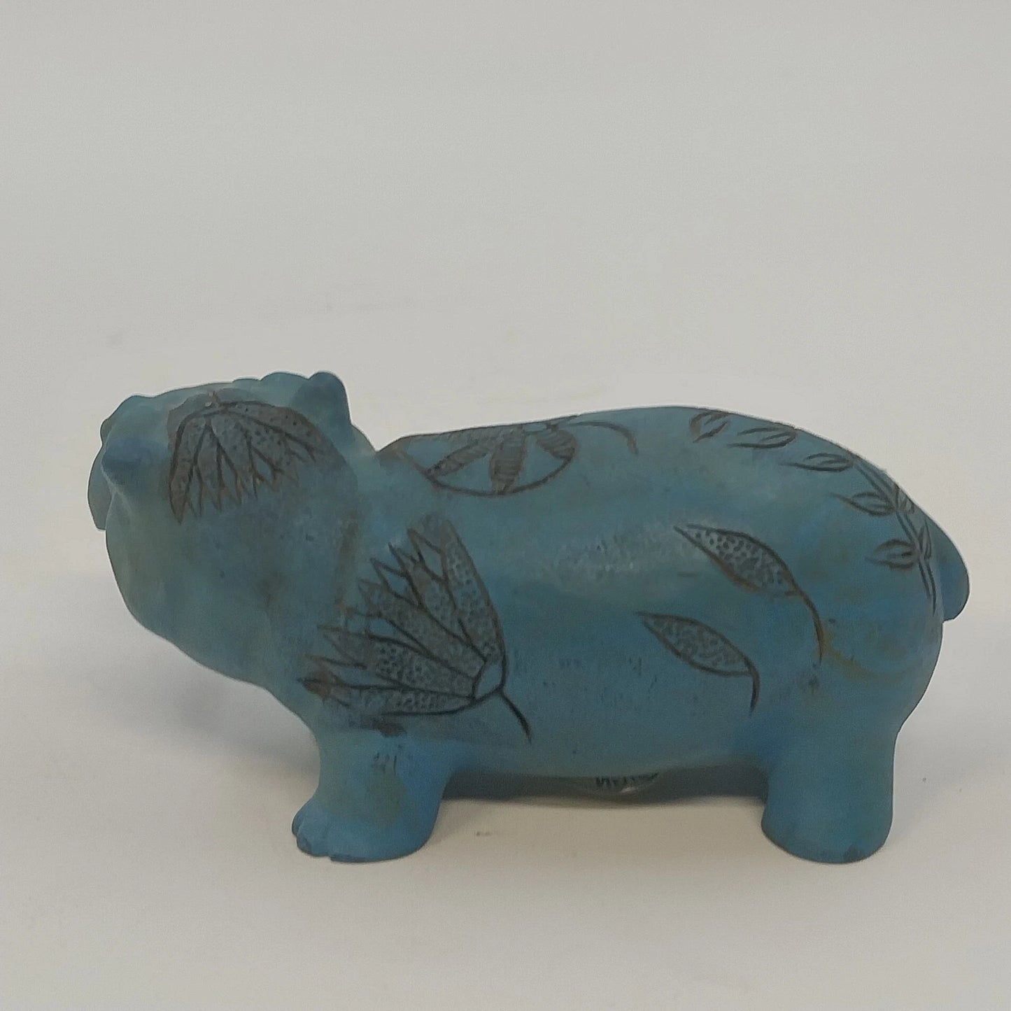 Berlin Design Blue Hippopotamus Pottery Figurine Egyptian Art William Hippo 4"