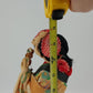 Japanese Geisha Doll 14" Wood Stand Noisemaker Drum Kimono Display Vintage