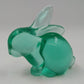 Enesco Art Glass Bunny Rabbit Figurine Paperweight Spring Green Cotton Tail 3.5"