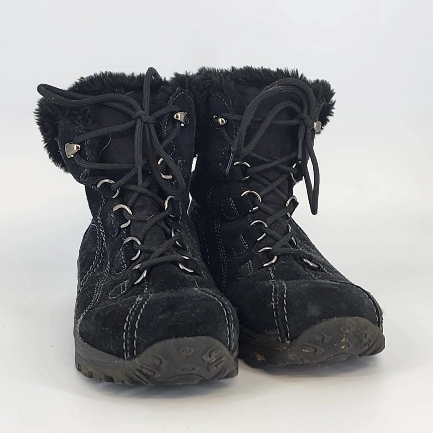 Earth Spirit Black Suede Lace Up Ankle Boots Womens Size 8 Winter
