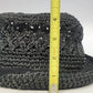 Signature Studio Women's Black Straw Hat Open Weave Floral Crochet Brim OSFM