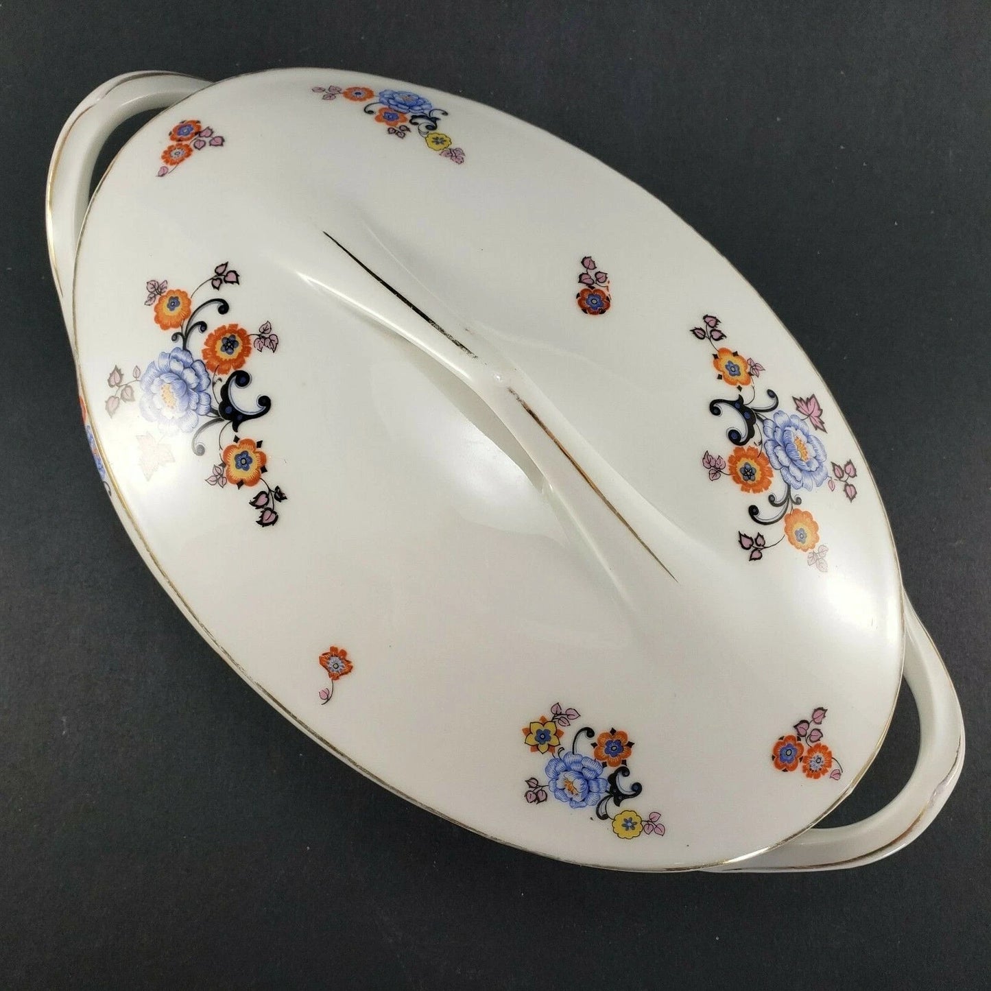 Covered Vegetable Oval Serving Dish Floral Porcelain H J Co Bavaria Antique