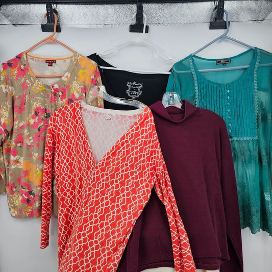 Women’s Tops Lot Size Large 5 Pc Merona Express Escio Bundle Long Sleeve Casual Blouses