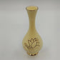 Golden Ware Bud Vase 22K Gold Lotus Floral Yellow Ceramic 9" Vtg Fluted Crazed