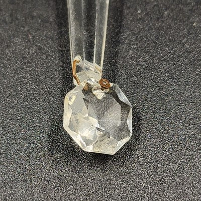 4 Icicle Spear Crystal Glass Vintage Prisms 2.9" w Octagon Accent Wire Connector