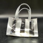 Mary Kay Clear Mini Tote Bag Silver Stripe Vinyl PVC Cosmetic Gift Bag 8"