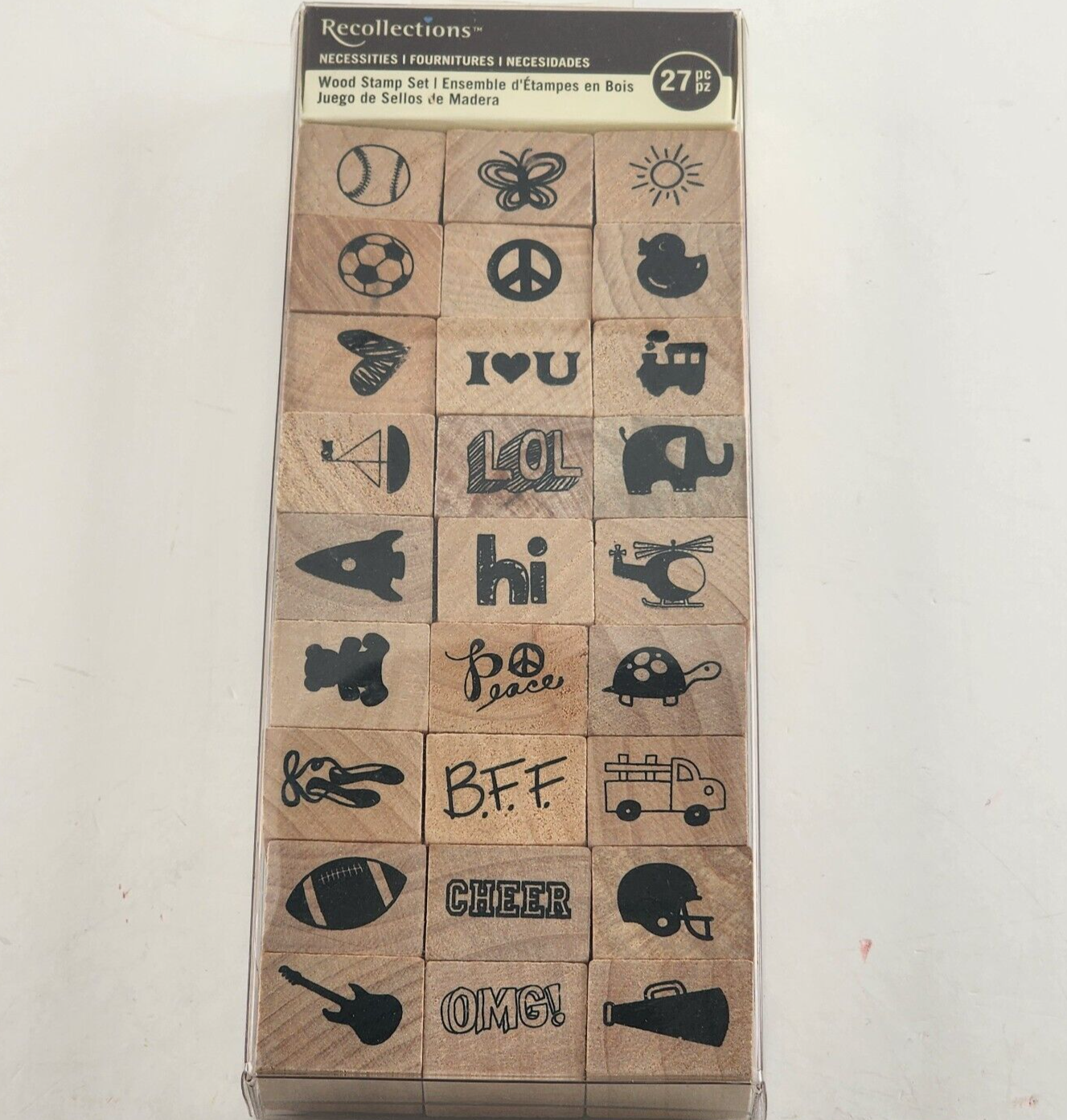 27 Piece Rubber Stamp Set Wood Mounted Recollections Necessities Vintage NWT