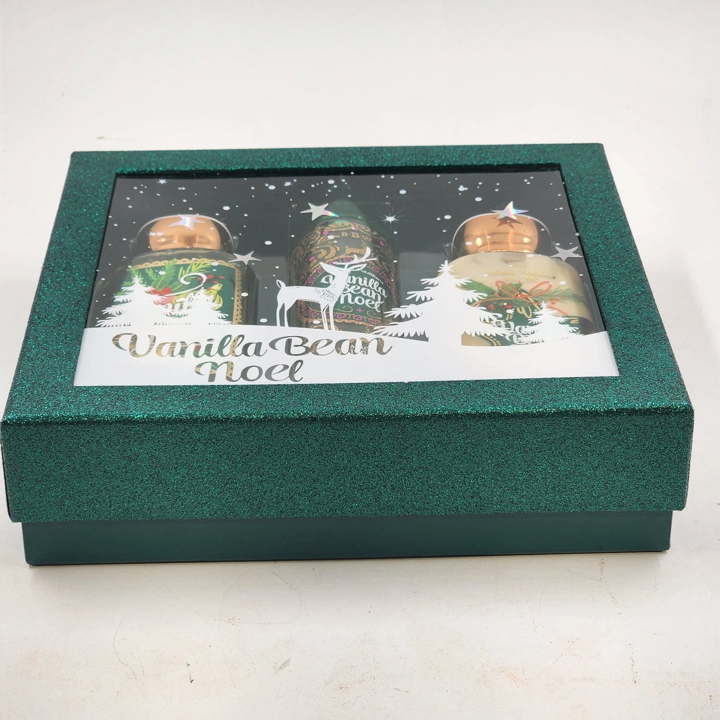 Bath & Body Works Vanilla Bean Noel Gift 3 Pc Lotion Fragrance Mist & Shower Gel