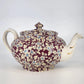 Vintage Lord Nelson Royal Brocade Chintz Teapot England Maroon Floral