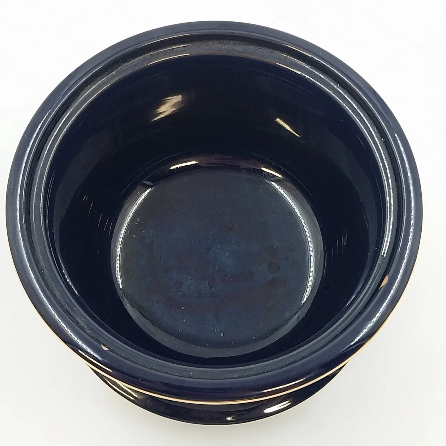 Florentine Italy Footed Pottery Bowl Cobalt Blue Gold Classical 4" Tall x 5.25"d