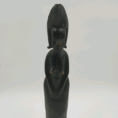 African Kenya Woman Makonde Tribe Hand Carved Ebony Wood Sculpture Figurine 15"
