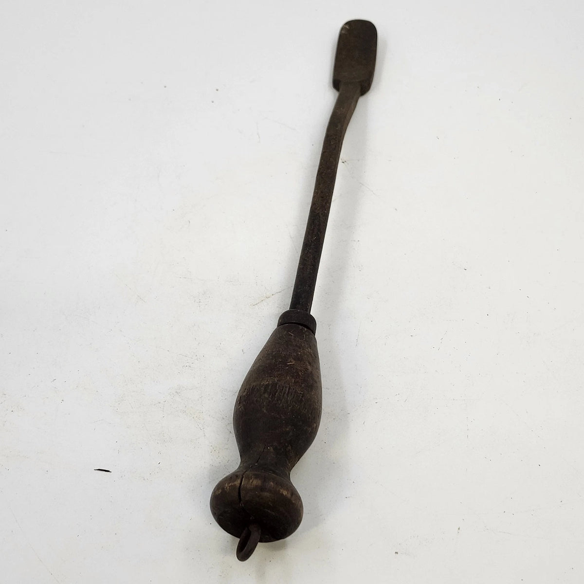 Cobbler Shoemaker Glazing Edge Iron Leatherworking Tool Wood Handle 14" Antique