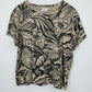 Hot Cotton Women's M Jacket Open Front & Blouse Beige Black 2 Piece Set Floral