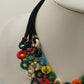 Boho Necklace Multicolor Disc Netting Statement Acrylic Cord Ball Loop Closure